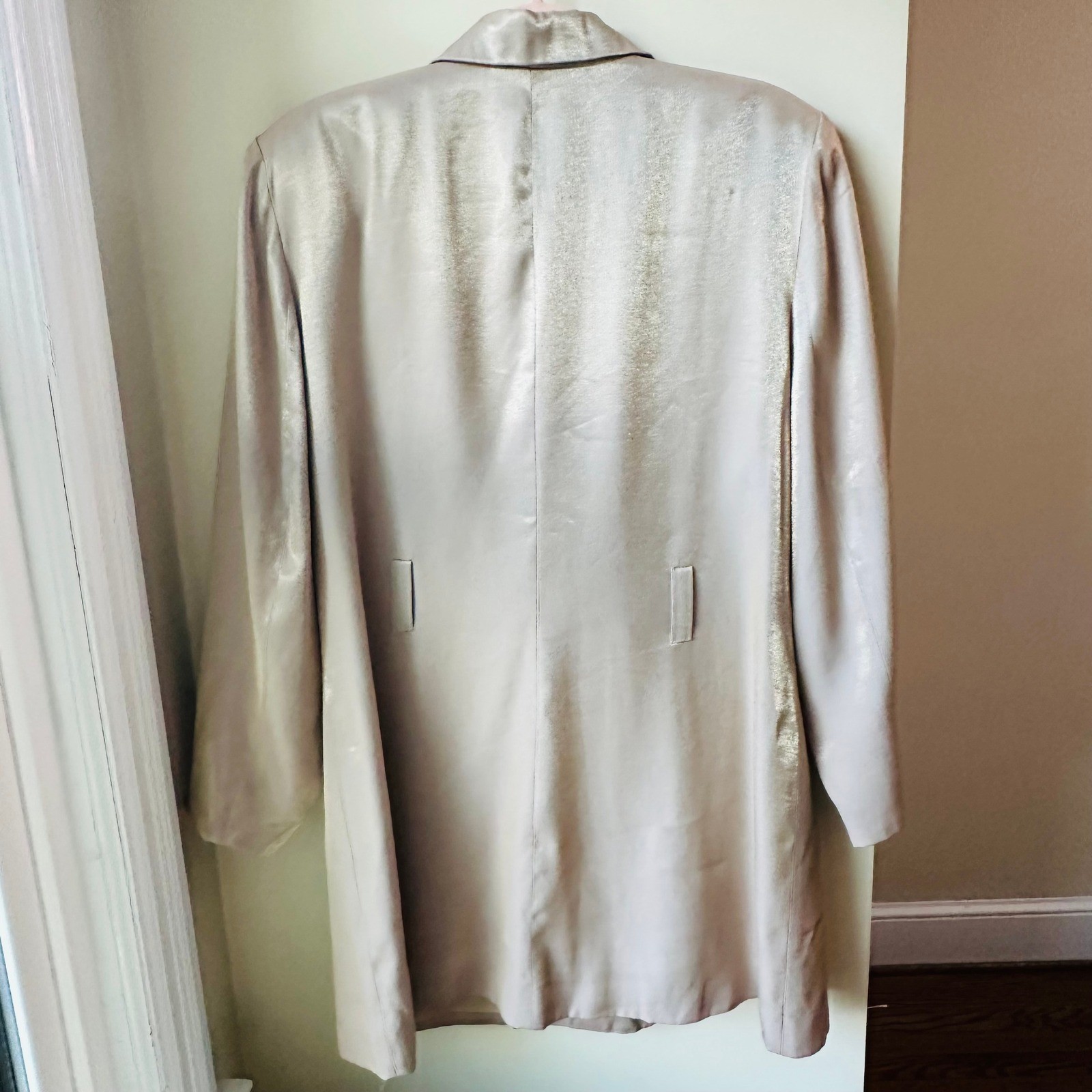 Vintage Chad Stevens Blazer Champagne Shimmer 16W Metallic Mob Wife Luxe 80s 90s