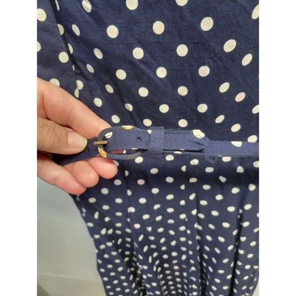 Vtg Homemade 70s Sailor Nautical poke a dot Dress small See Measurements