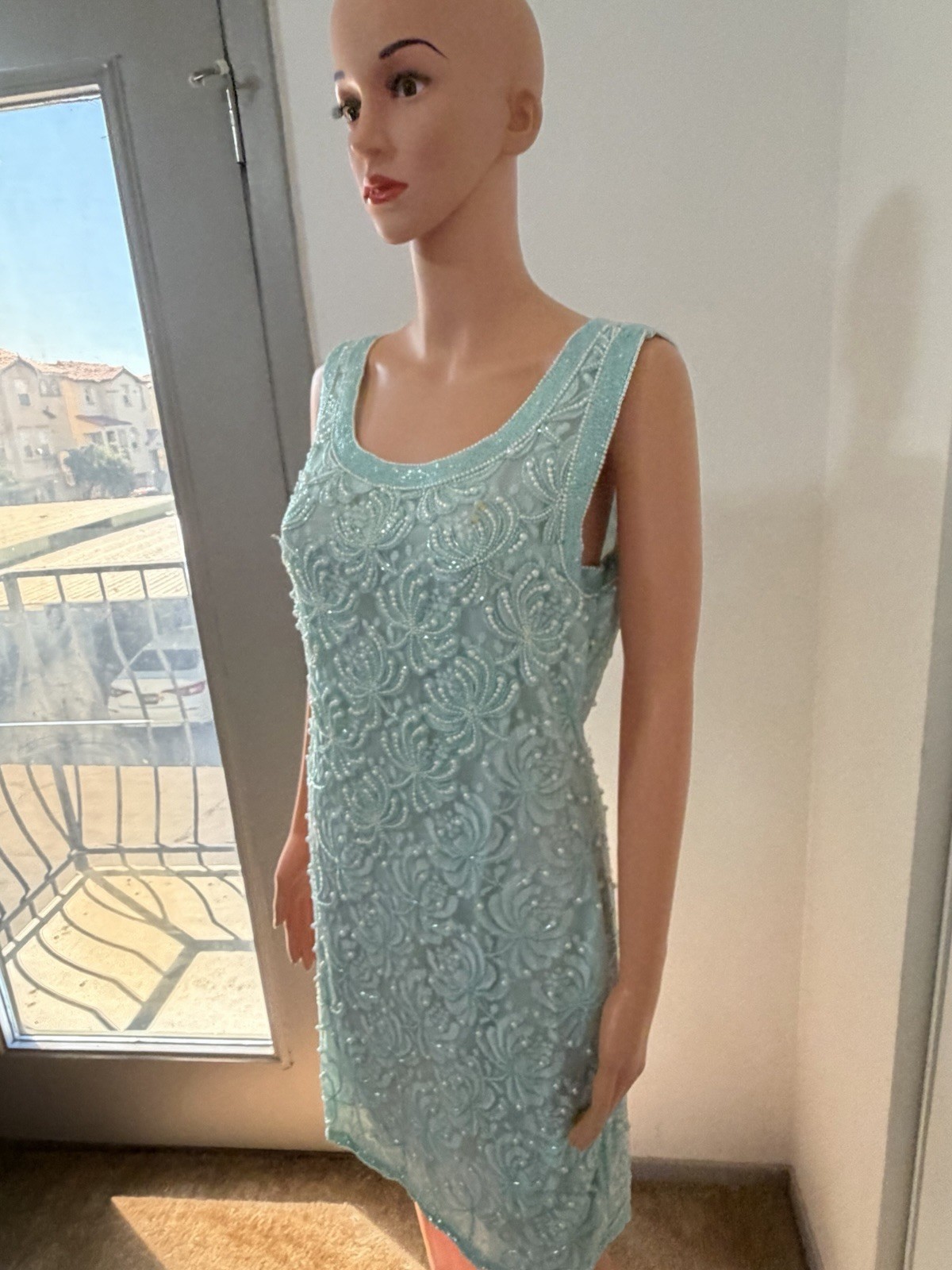 Vintage Carina Beaded Dress Set 2pc Jacket India Formal Cocktail Small