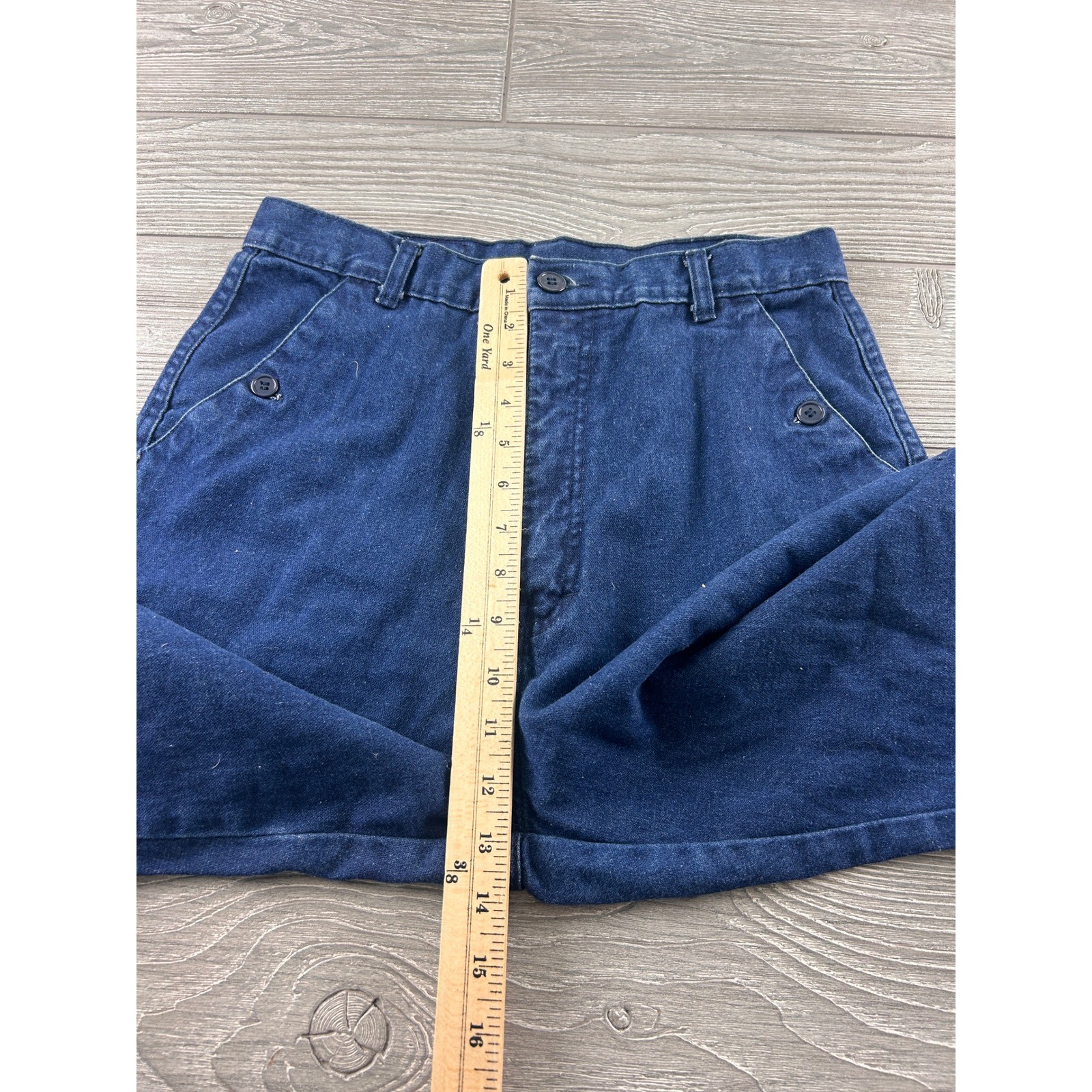 Vintage High Waisted Wide Leg Denim Trousers Indigo Blue Cotton Pants 284-00P 12