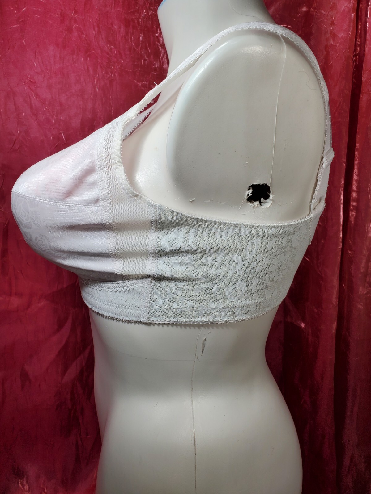 Playtex Silky Satin Bra Women’s Size 38D White Lace Sexy Sissy Pin-up Y2K