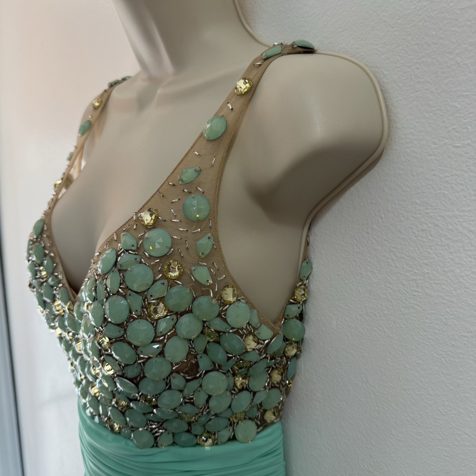 Vintage Y2K 90s Dress 6 Prom Homecoming Formal Jasmine Mermaid Beaded Turquoise