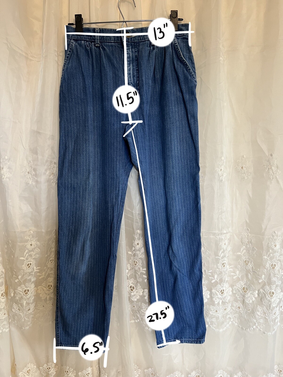 Vintage 70s Lee Jeans Tapered Pin Stripe Talon 42 Zipper
