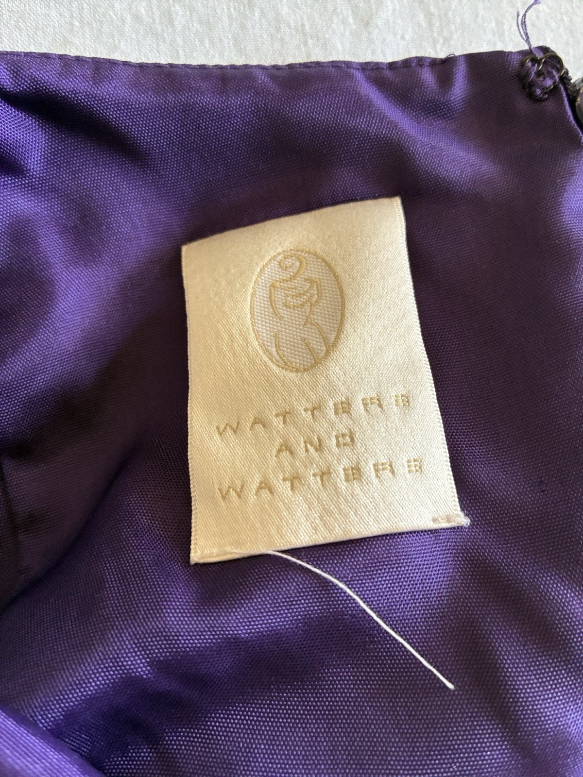 Vintage Watters and Watters Purple Satin Sleeveless A-Line Dress Long Size 16
