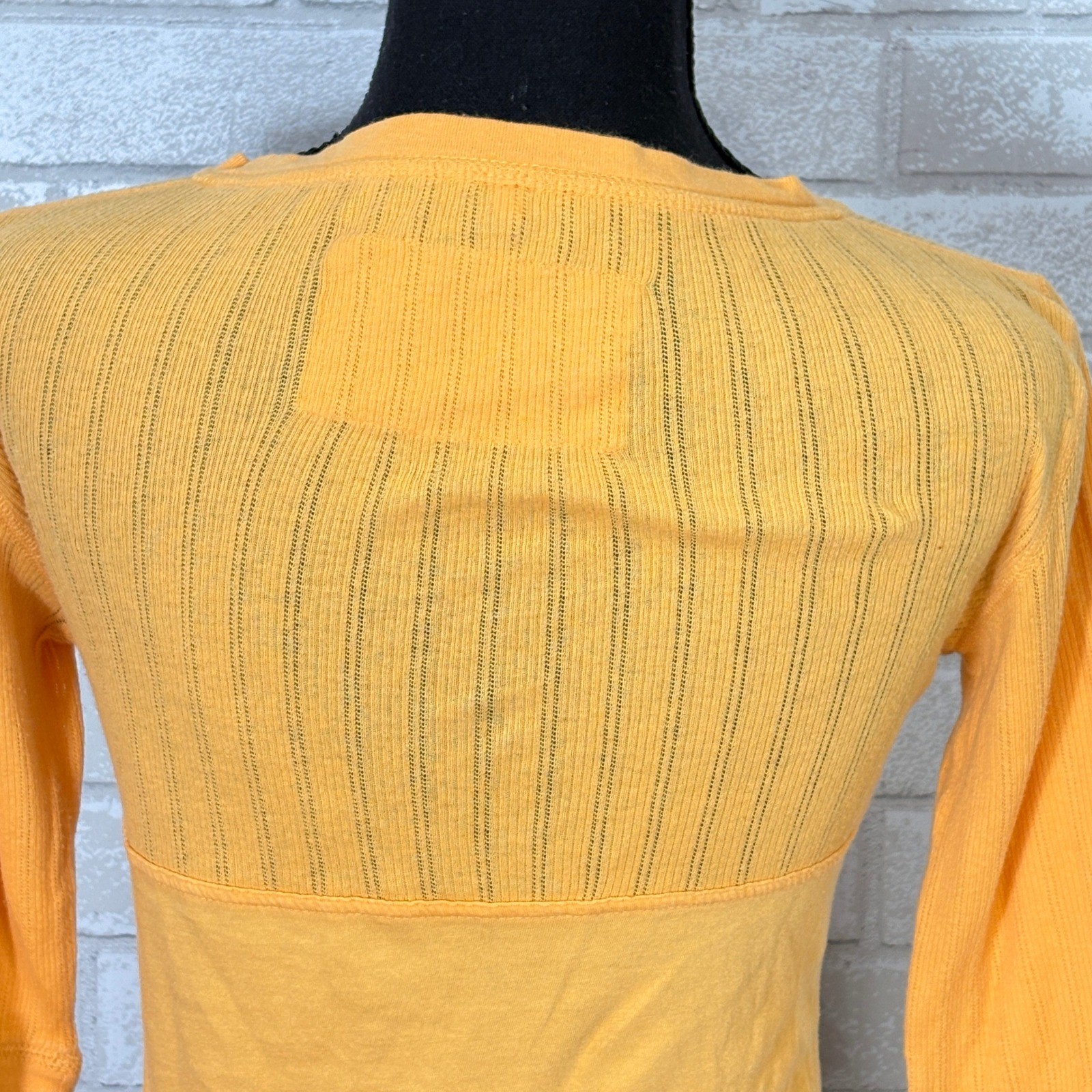 Vtg Arizona Womens Y2K Half Sleeve Babydoll Henley Top Large Gold Bella Swan