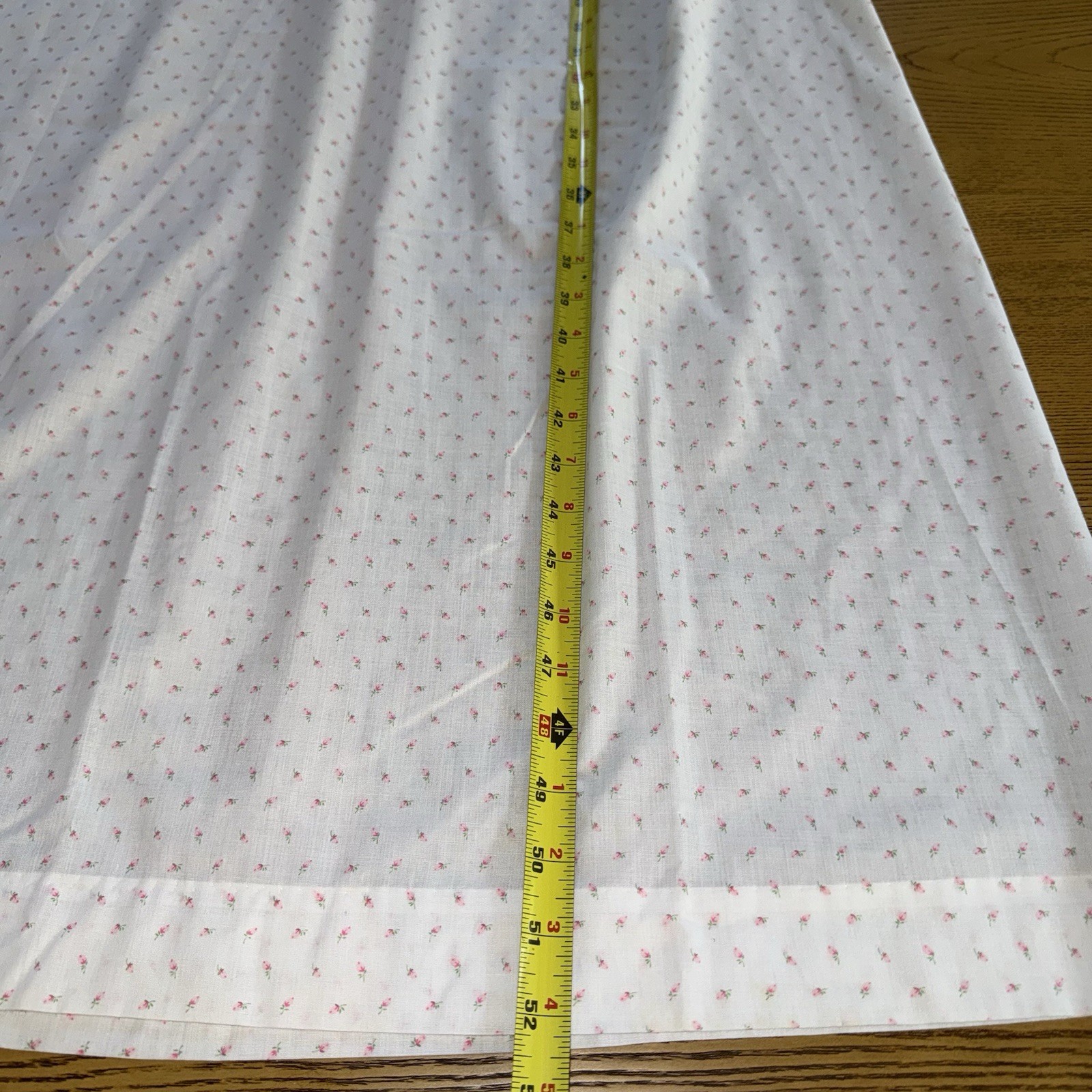 Vintage Eyelet Bib Rosebud Maxi Nightgown Pink Ribbon 1960’s Sz S/M Cottage Core