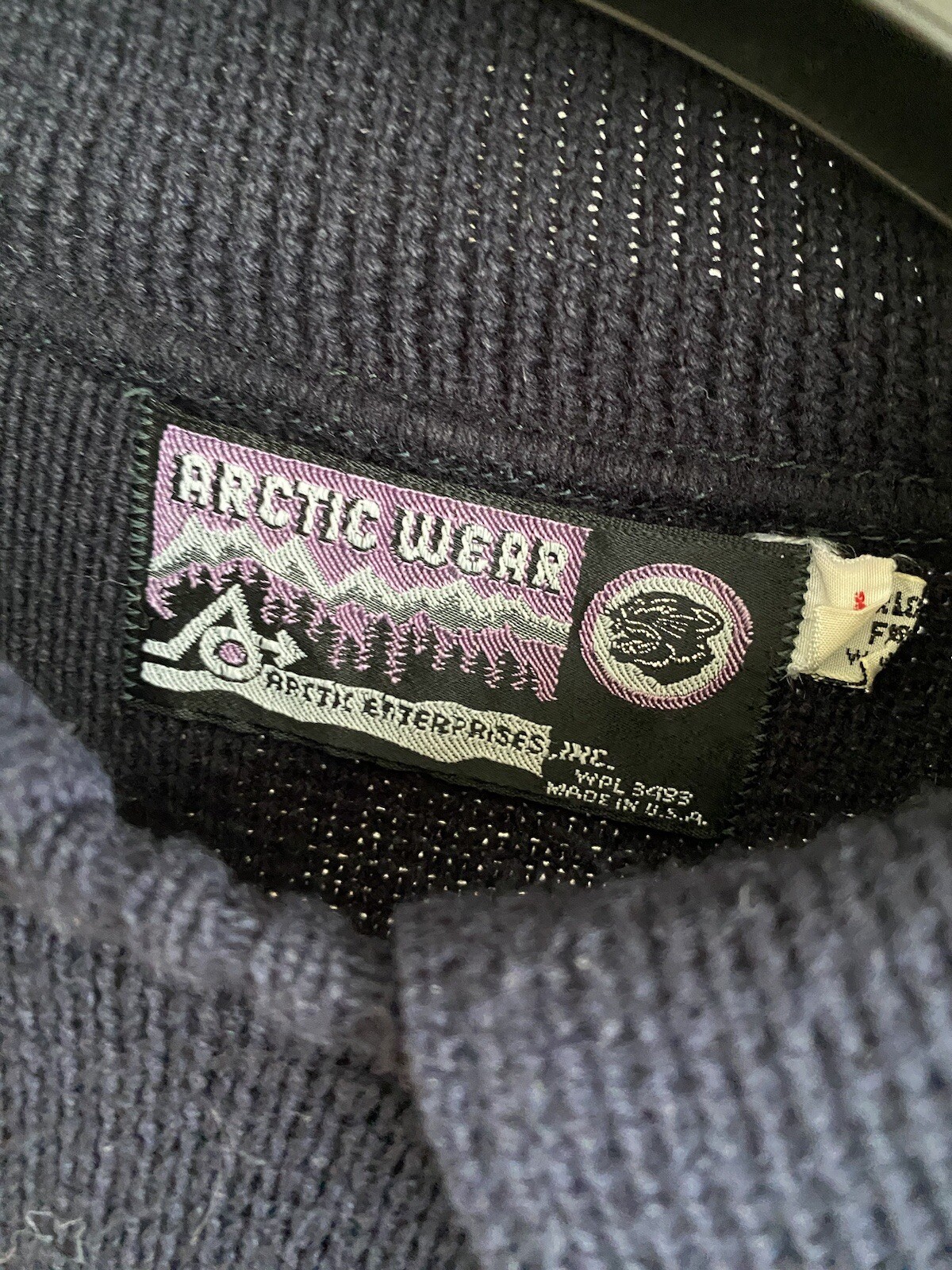 Vintage Women’s Arctic Cat Sweater Large Black Green Purple White Arcticwear