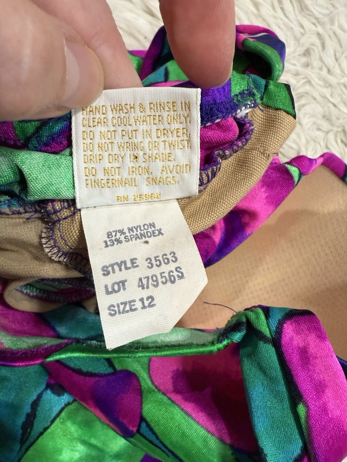 Vintage 80s Sirena 12 One Piece Swimsuit Vibrant Floral Retro Pin Up Ruched