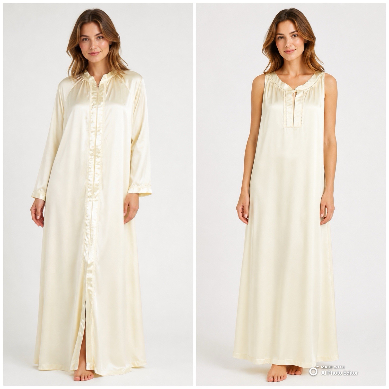 Vtg Gossard Artemis Peignoir Set Yellow Nylon Nightgown & Robe Size Small