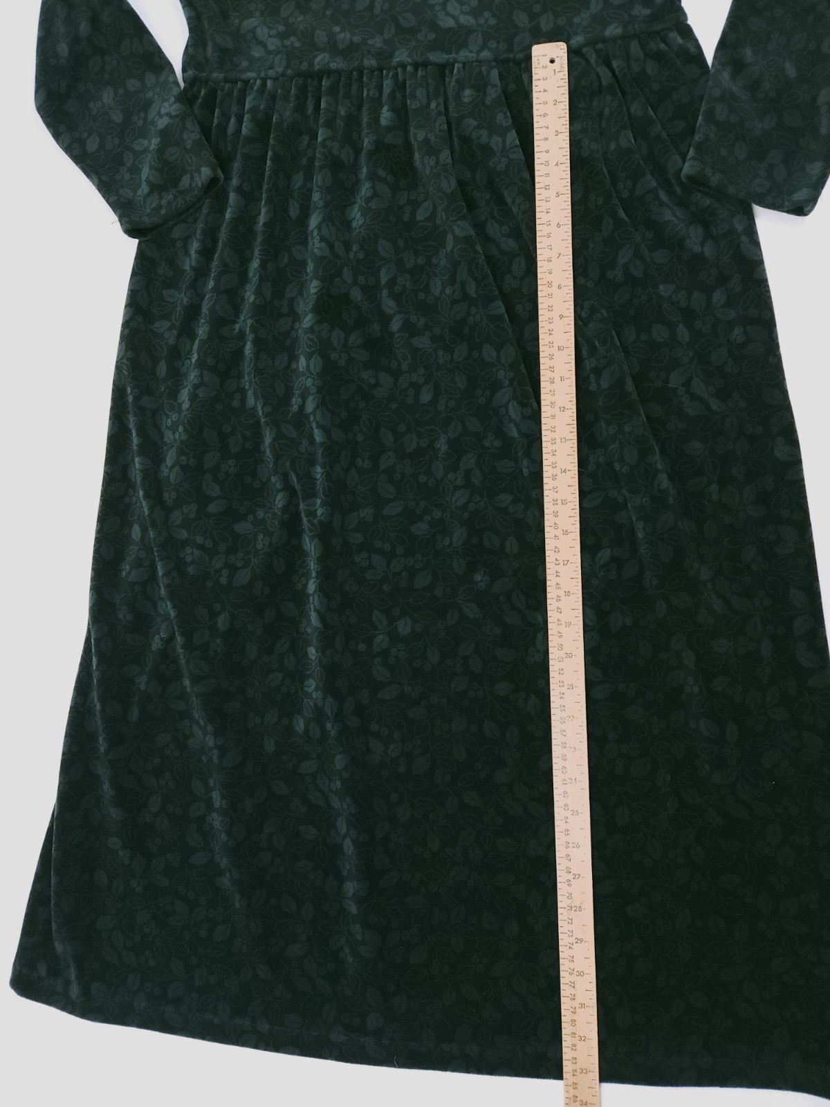 LL Bean Velvet Dress Vintage 1990s Dark Green Holly Berries Women’s M