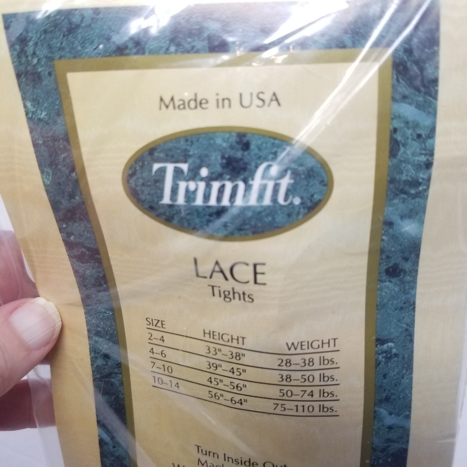 RARE Pantyhose TRIMFIT L 10/14 Lace Ivory 5062 Basic Vintage Nylon Hosiery I A