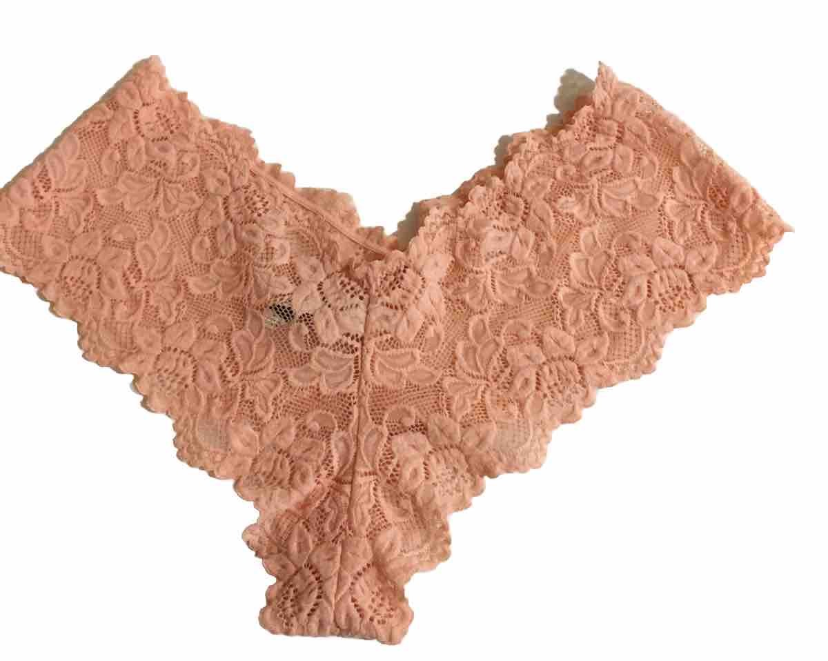 VTG. ~ Jenny Jenn lace briefs ~ peach ~ size Lg. Floral design