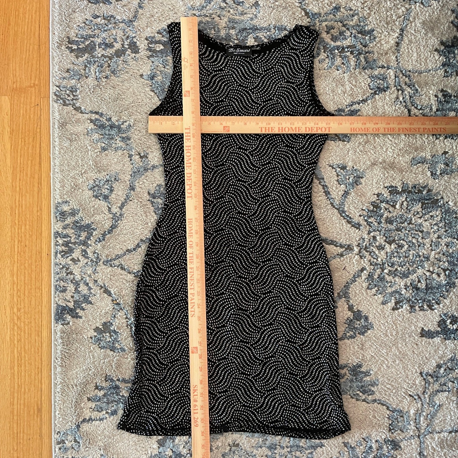 Vtg 90s Black Silver Sparkly Wavy Dot Dress Grunge Glam Whimsigoth Goth Size 5/6