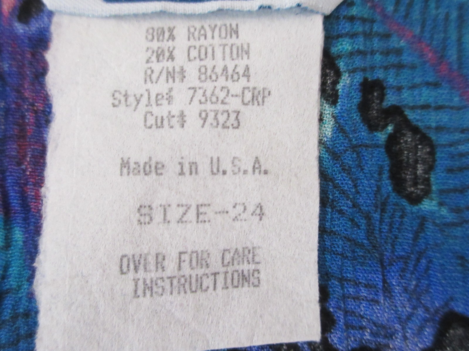 Sz 24 Vtg Ship ’n Shore Blouse CRINKLE Cottagecore Grandma 80s Blue Floral USA