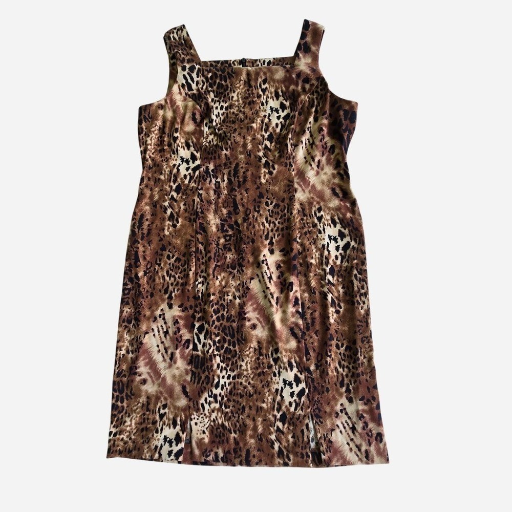 VTG y2k Plus size fitted cheetah, leopard dress / 16/18 / cocktail, glam, alt