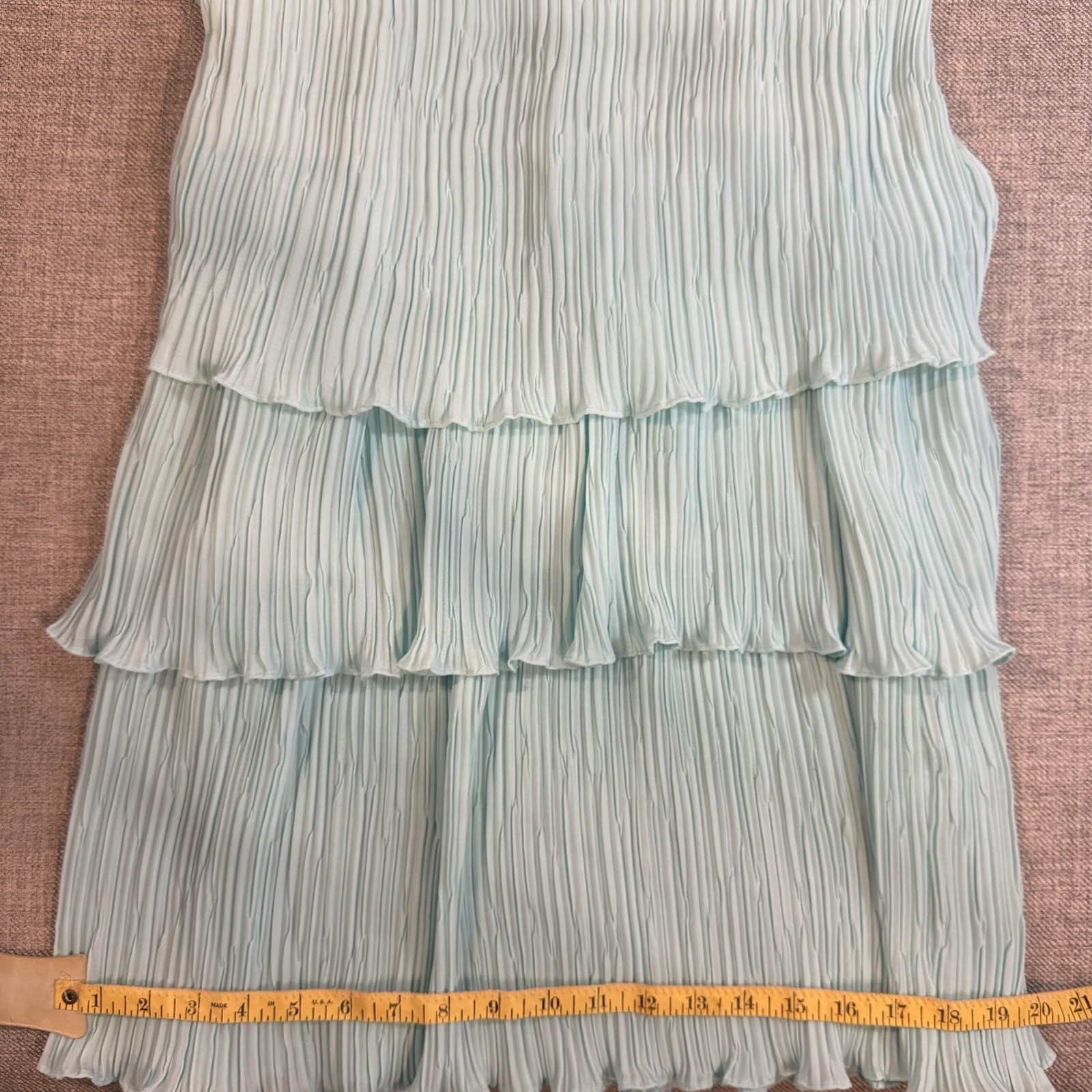 Vintage 70s Seafoam Green Sheer Tiered Prairie Boho Midi Dress Romantic Sz8