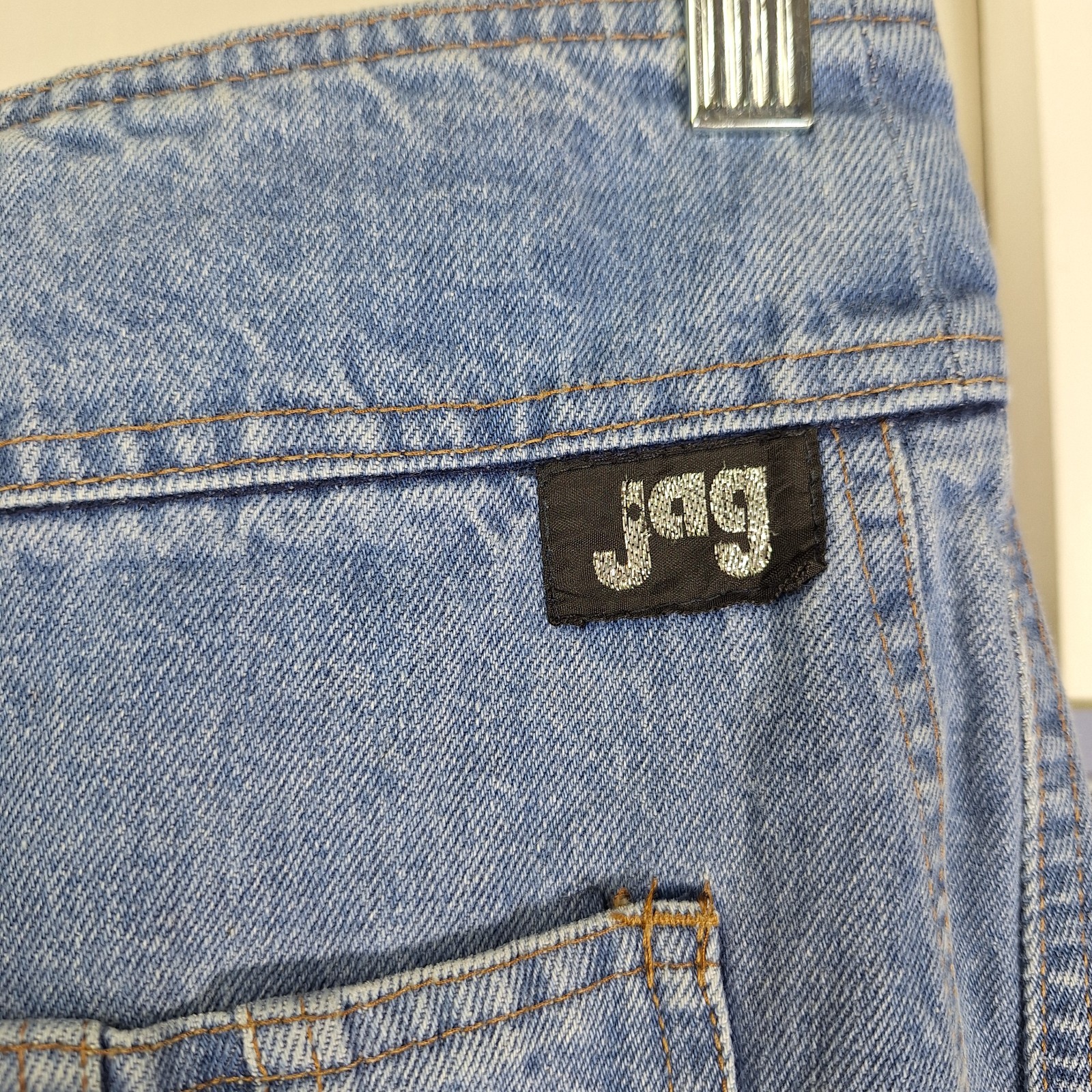 Vintage 70s Jag Sailor Jeans High Waist Wide Leg Denim Sz 29×32 Blue Hippie Boho