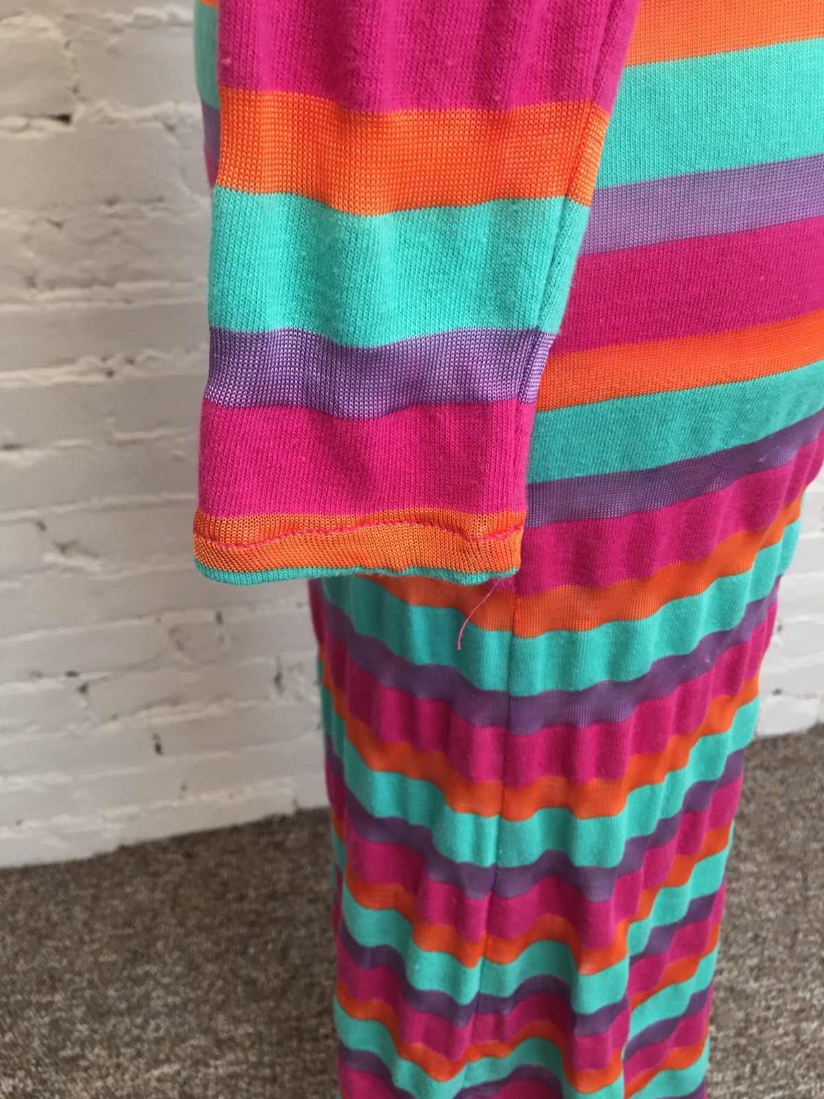 Joseph Magnin vtg 70s striped knit dress open back bodycon size Xs