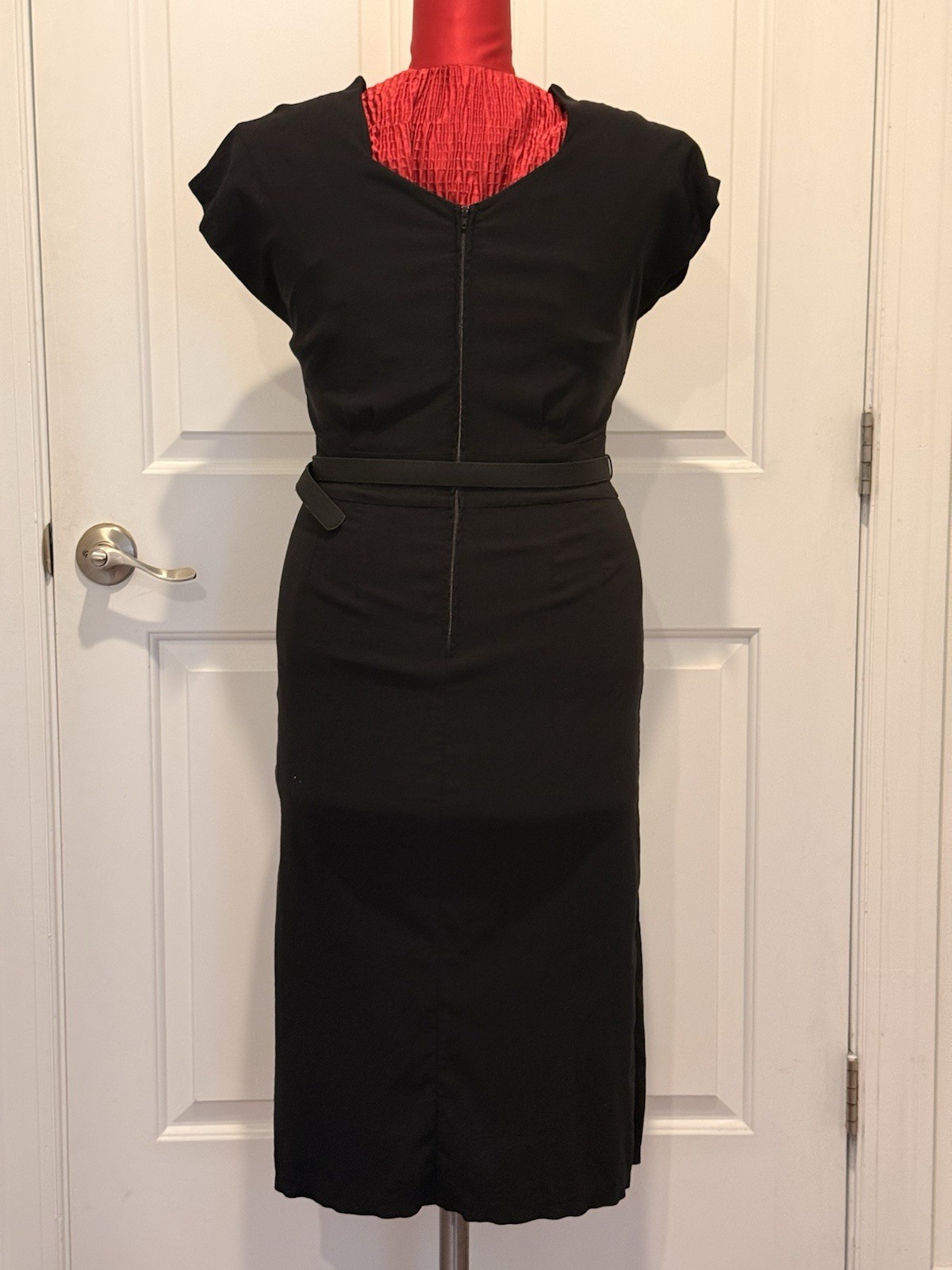 Women’s Early 2000’s Stop Staring! Size XL Black Sheath Dress With Belt