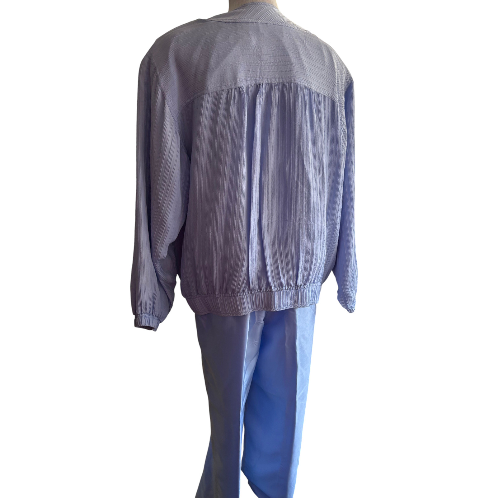 Mureli Vintage blue 100% Silk Jacket and Pants set track suit sz M