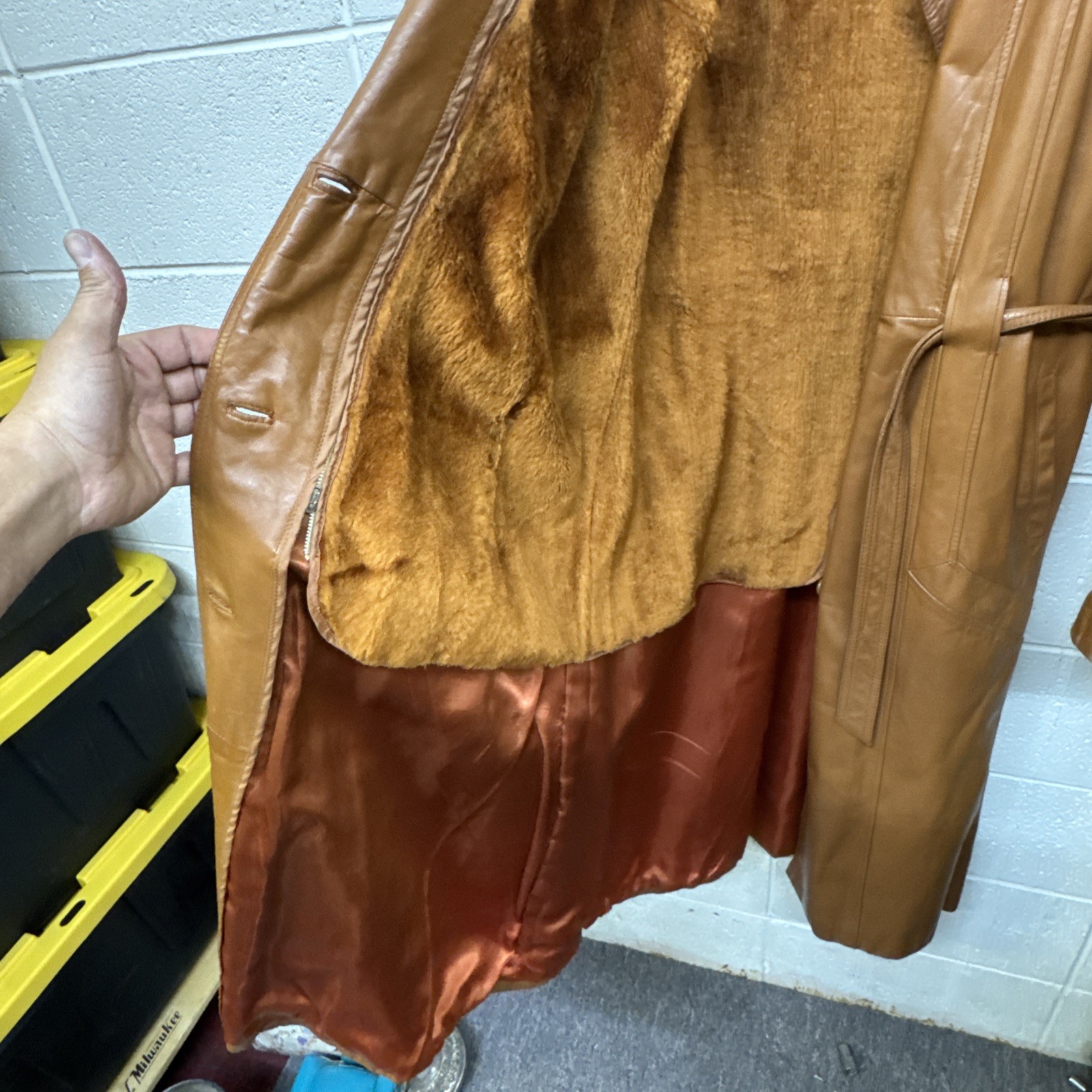 Vintage 70s The Tannery Women’s Leather Trench Coat Brown, Not Sure On Size.nice