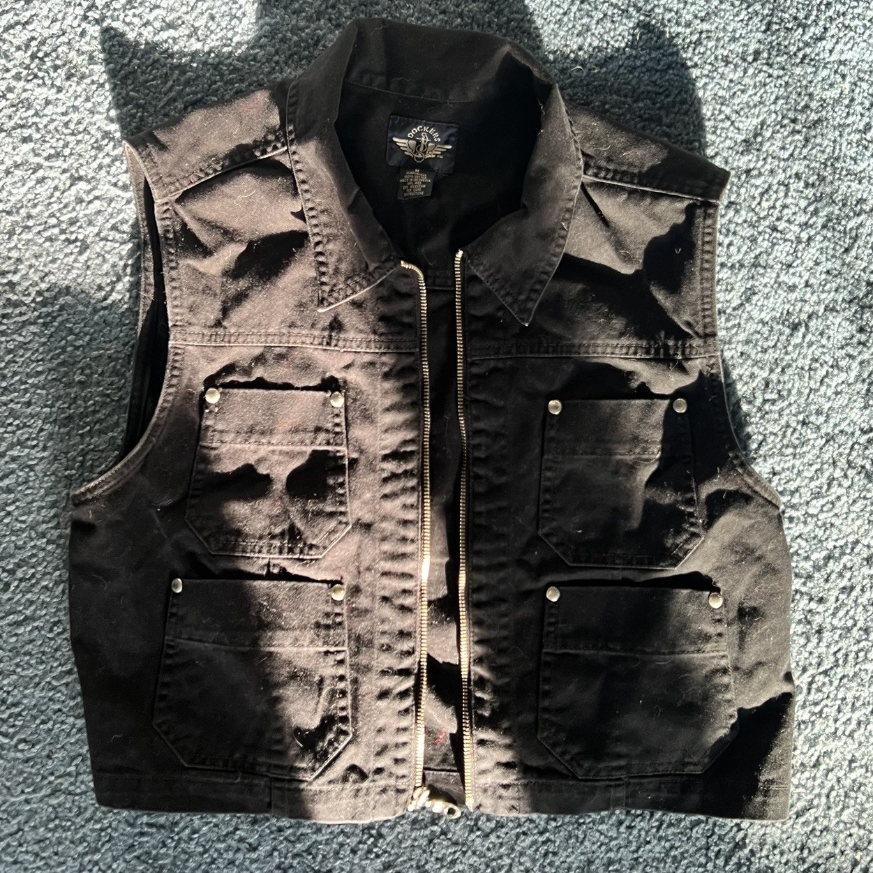 Vintage 90s Dockers Denim Sleeveless Jacket Vest Y2K Zip Size Medium M