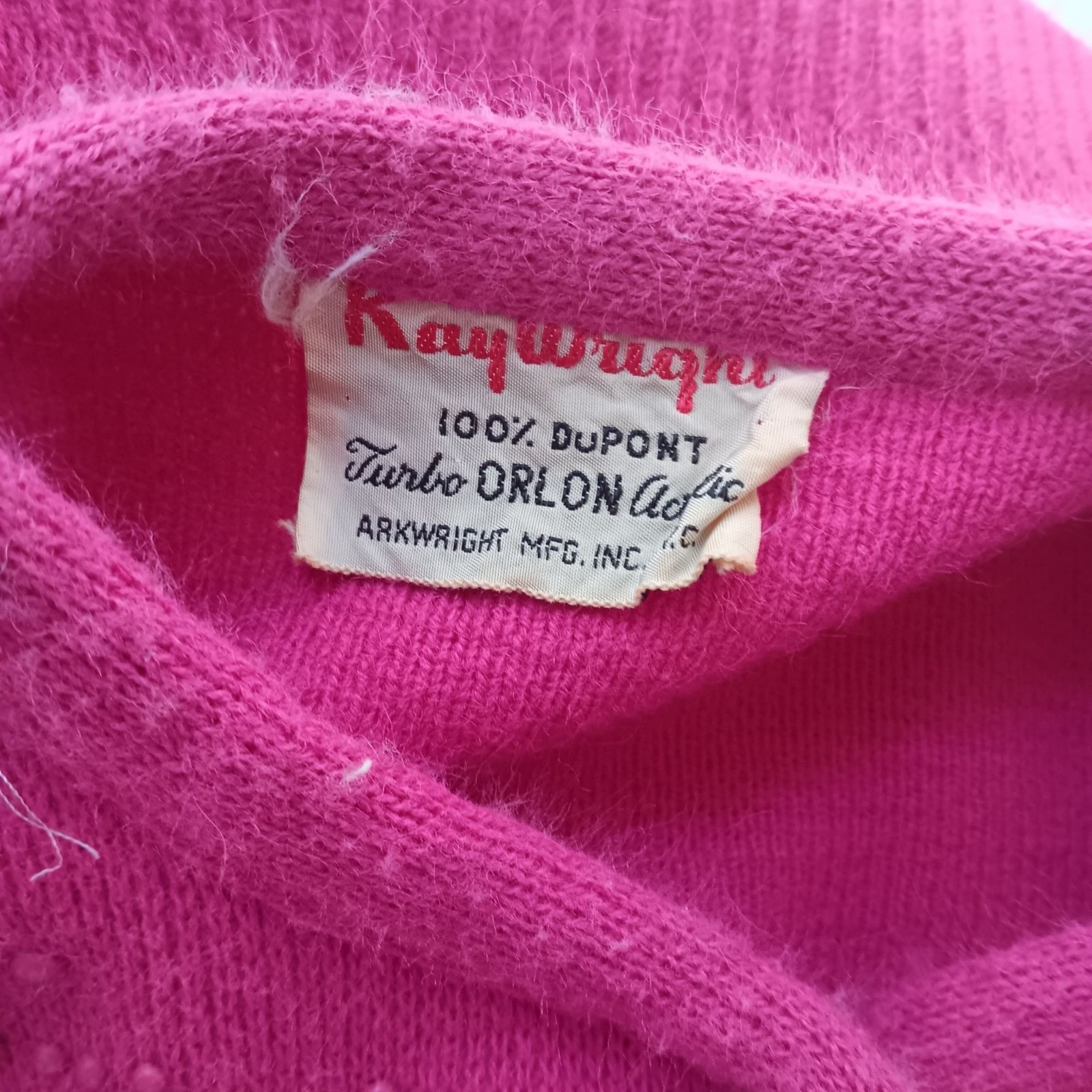 True Vintage Women’s Medium Cardigan Sweater 1960’s Pink Beaded Knit Kay Wright