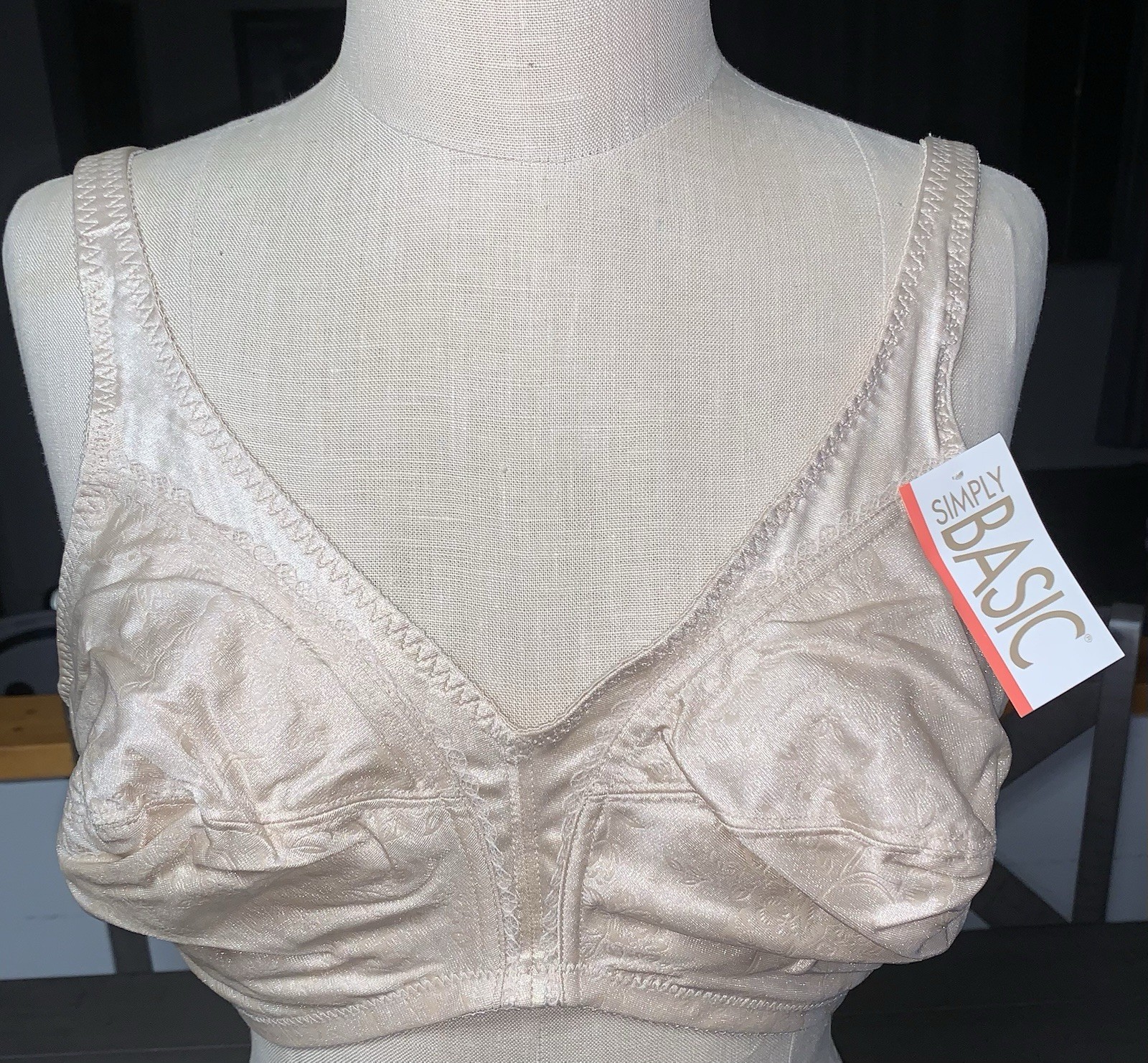 A2 NOS VTG WALMART SIMPLY BASIC 40D CLASSIC BEIGE MODEST PROMO BRA 5358 NYLON