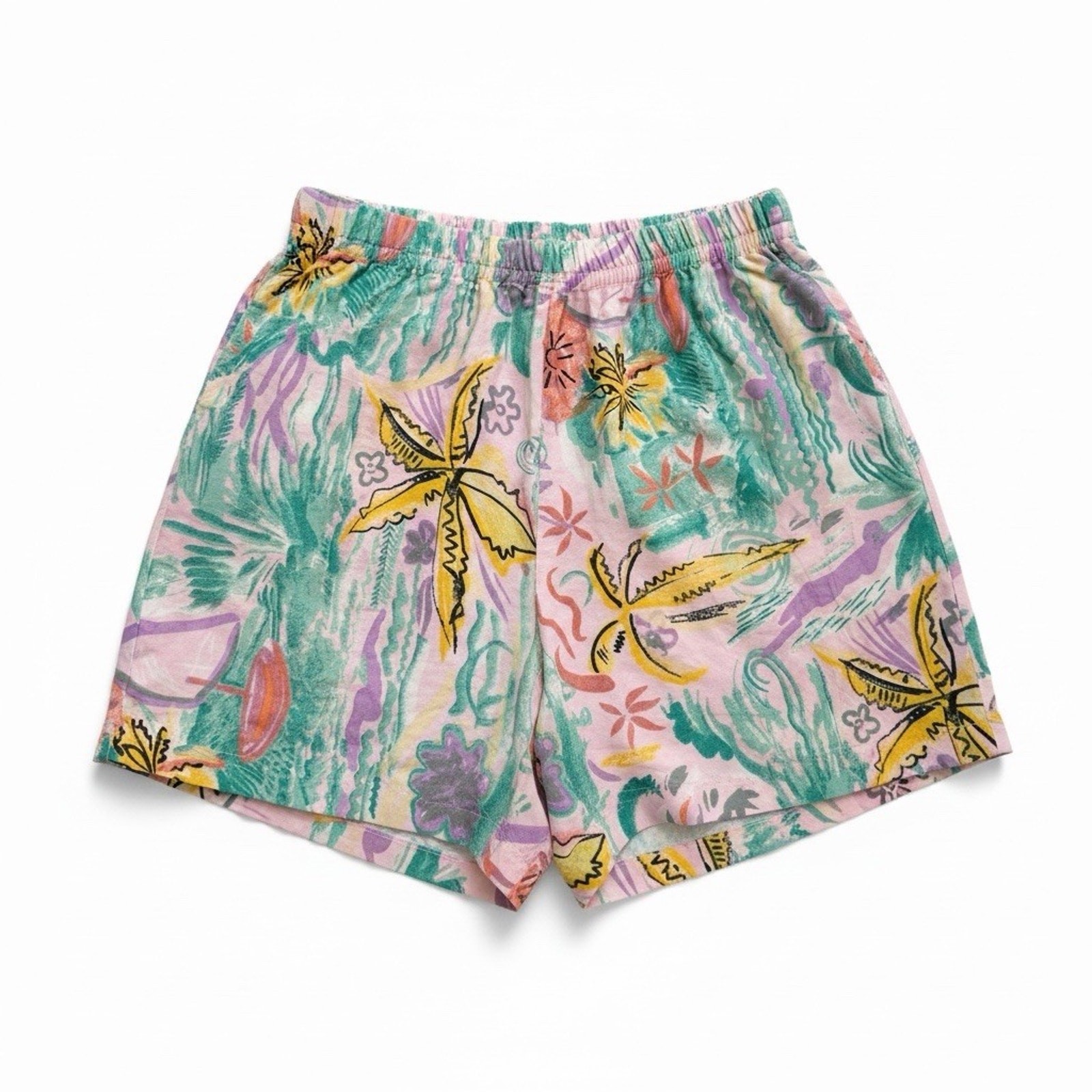 Vintage 80’s Shorts Energie bi currants Cotton Tropical Drawstring Shorts Large