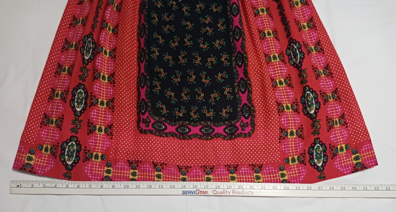 BoHo Hippie 1970s Maxi Skirt Hot Pink Psychedelic Festival Wear MEASUREMENTS