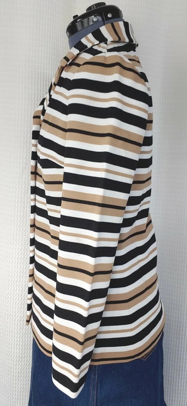 Vintage Butte Knits Black/Tan/Cream Striped Jacket 36″ Bust Size SM?