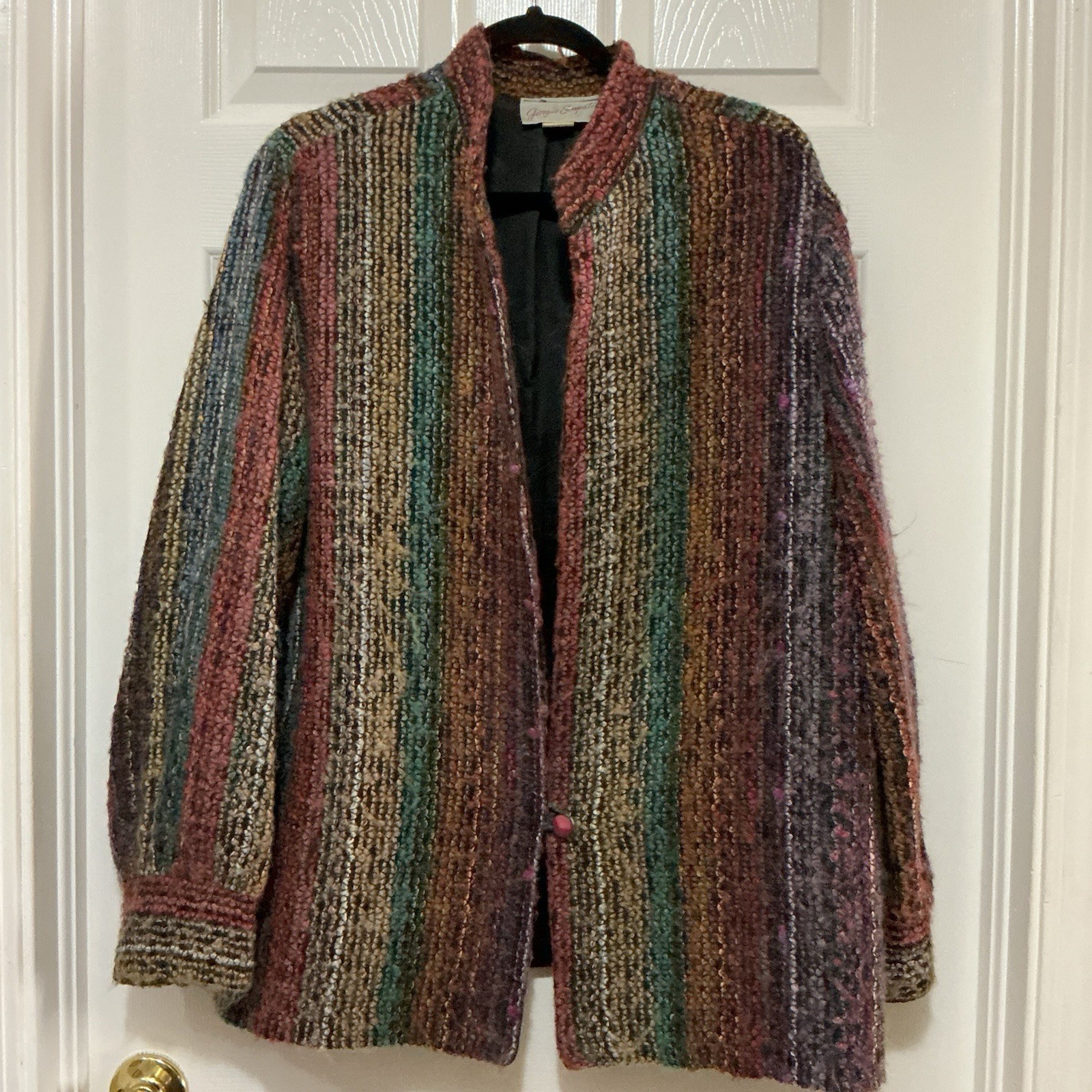Giorgio Scapati VTG Women’s Jacket Mohair Lambs Wool Jewel Tones Striped 80s XL