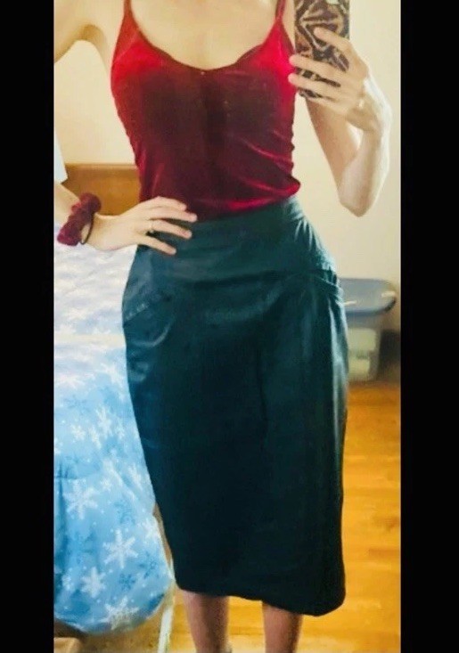 Vintage 80s Bermans Genuine Leather Skirt
