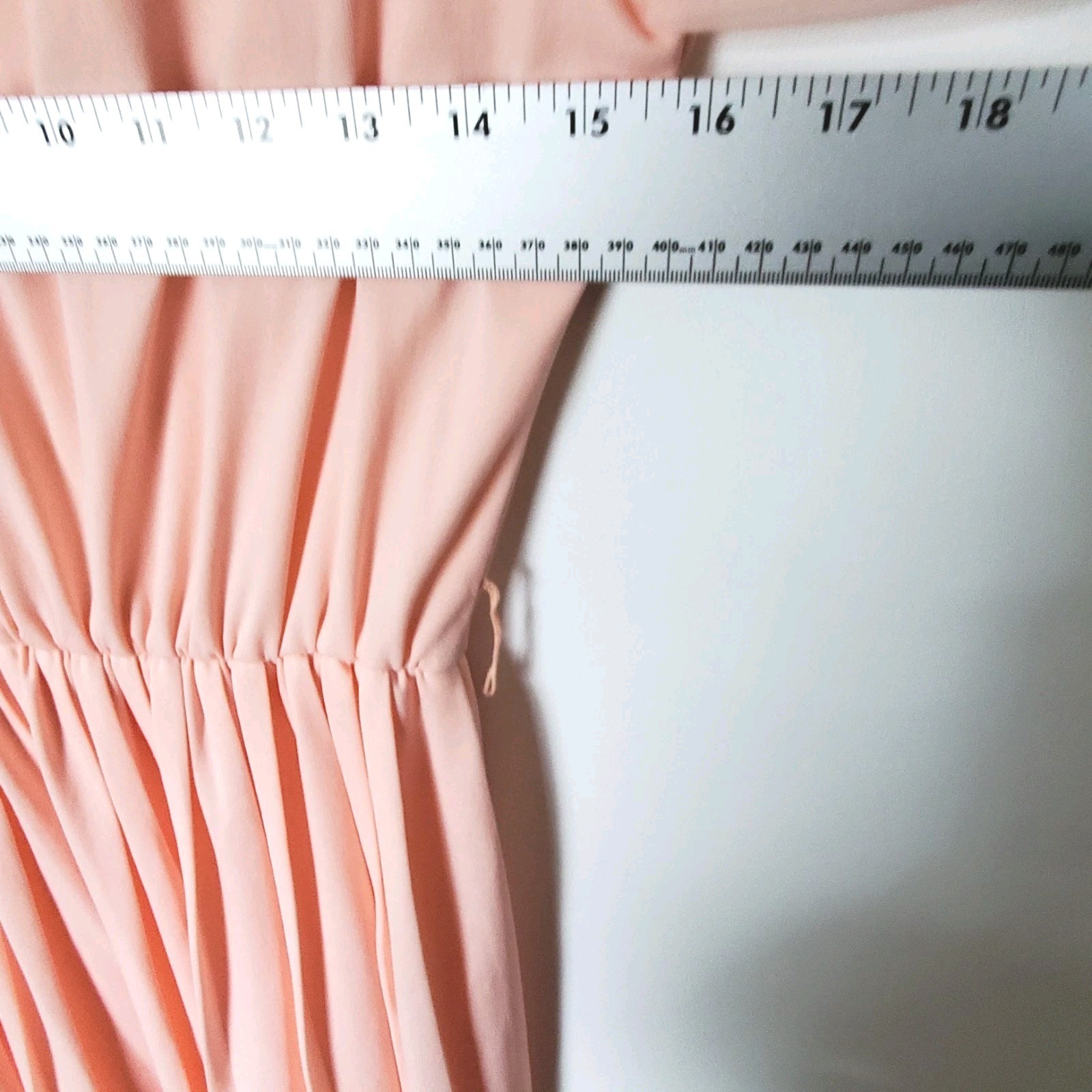 Vintage 1980s Amy Deb Peach Chiffon Sleeve Dress