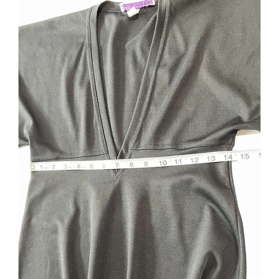 Vtg 70s Alley Cat by Betsey Johnson Black Maxi Dress V-Plunge SZ 9/10