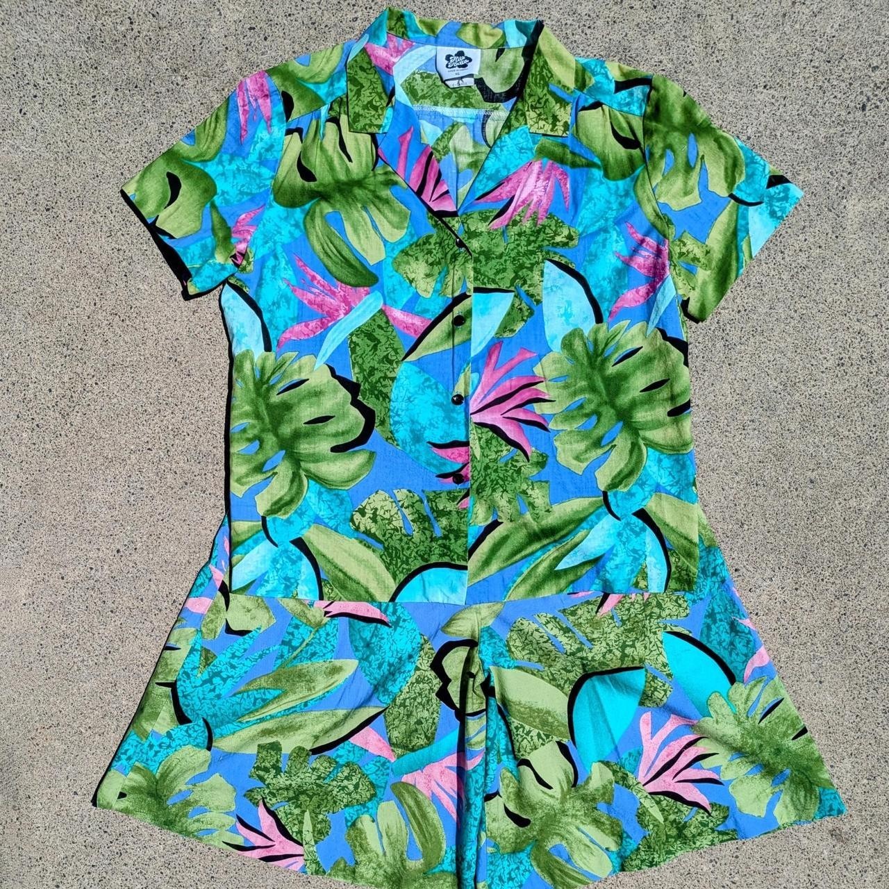 Vintage 1980s Retro Hilo Hattie Hawaiian Aloha 2 Piece Jumpsuit Set size XL