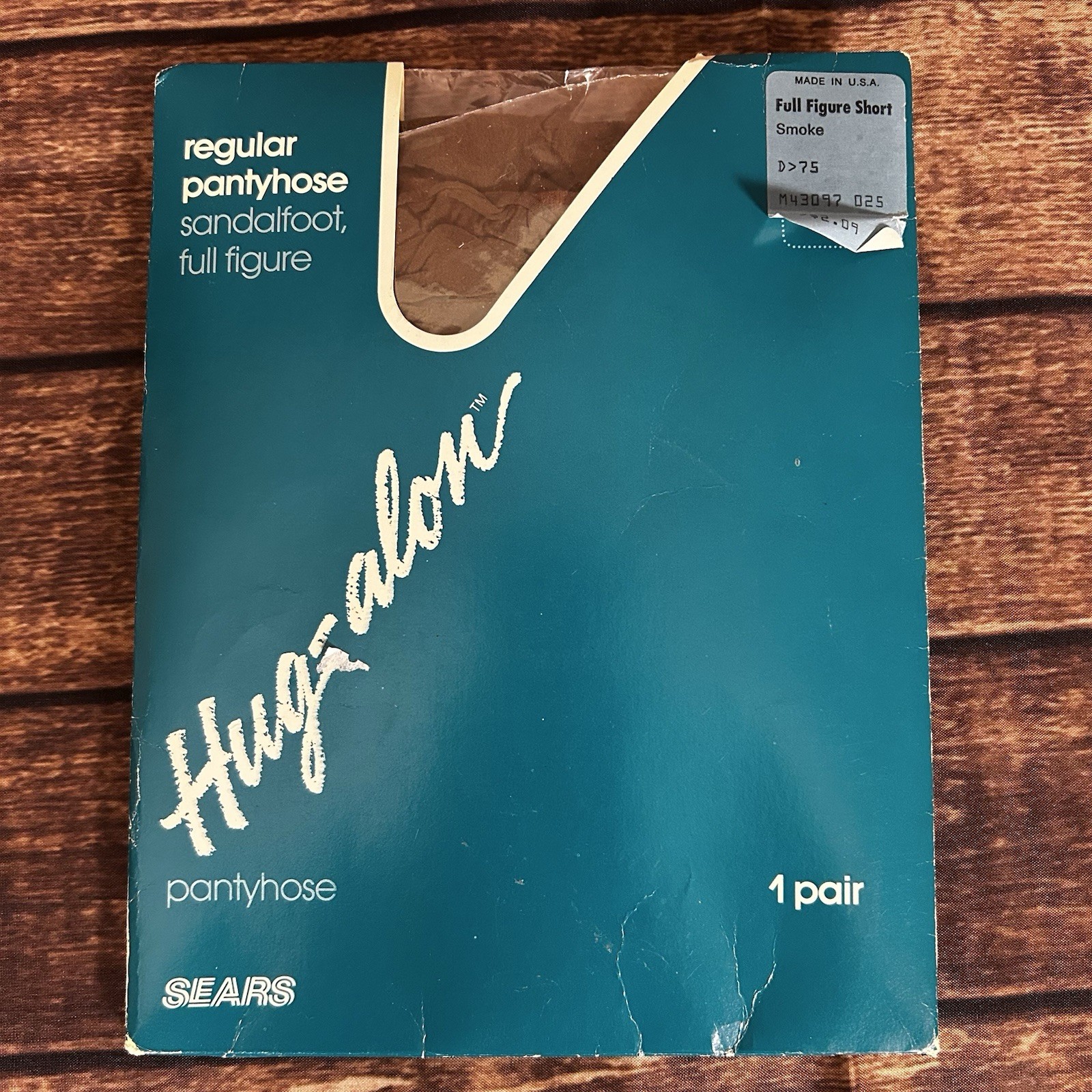 Vtg Sears Hug-alon Full Figure Short Pantyhose Day Sheers Sandalfoot Smoke