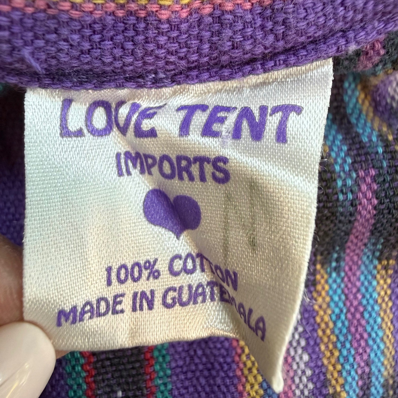 Love Tent Imports Vintage Purple Ikat Woven Cotton Dress Sleeveless Boho Small