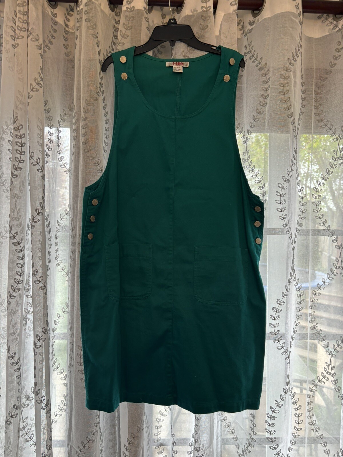 Vintage 90s FADS Teal Green Cotton Jumper w Patch Pockets Size L
