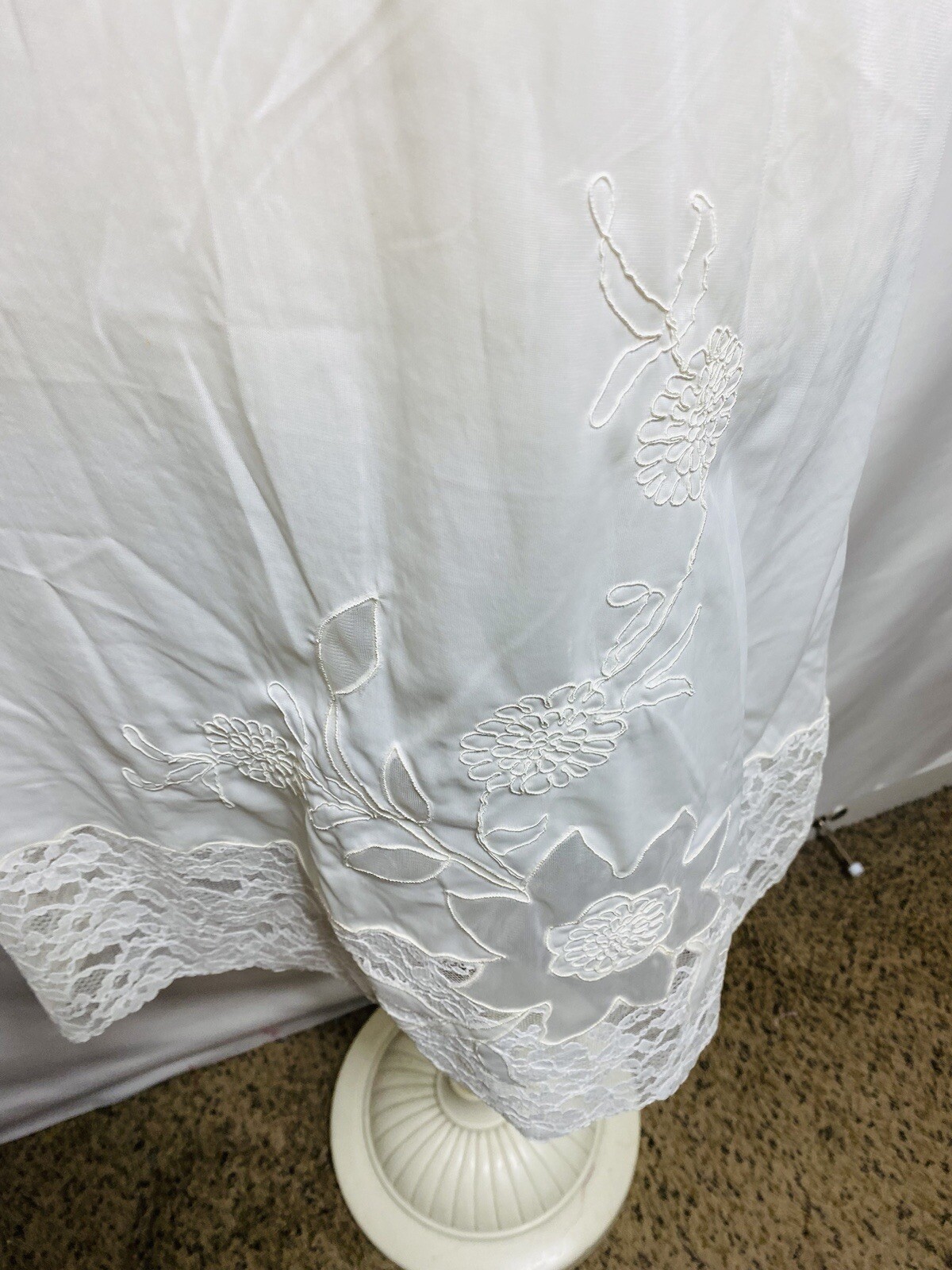 Vintage Kayser at Debenhams ivory Nightie Babydoll Nylon Lace Trim Sz 13 Made UK