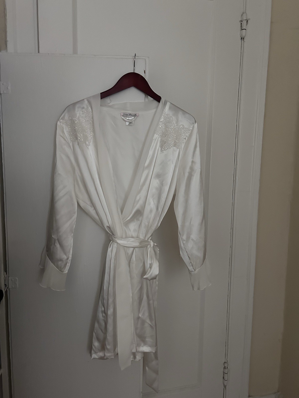 Vintage Linea Donatella Robe White Satin Lace Sequin Applique Bridal 1X