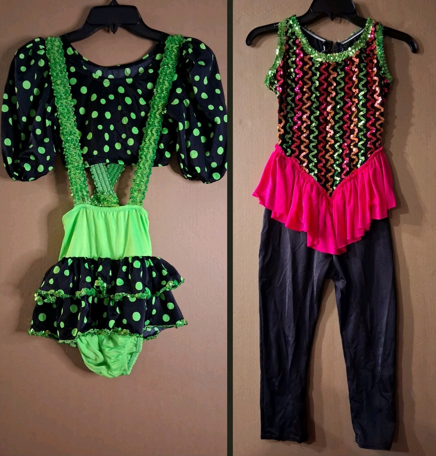 Vintage Curtain Call Costumes 80s 90s Neon Sequin Bodysuit 2 Piece Cosplay Lot 2