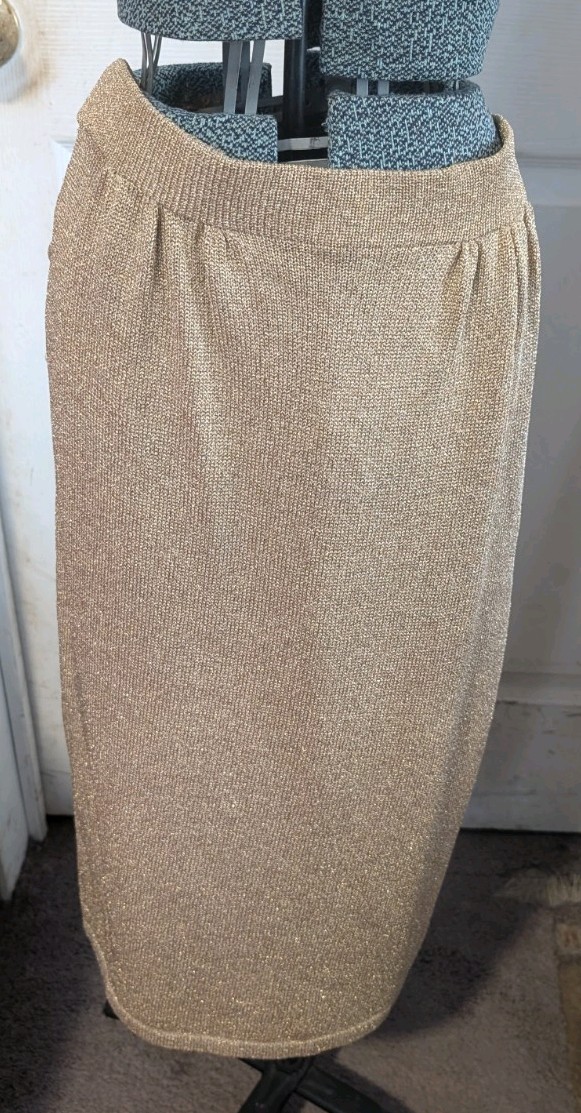 Vintage Don Sayres for Wellmore Nieman Marcus Gold Metallic Knit Pencil Skirt