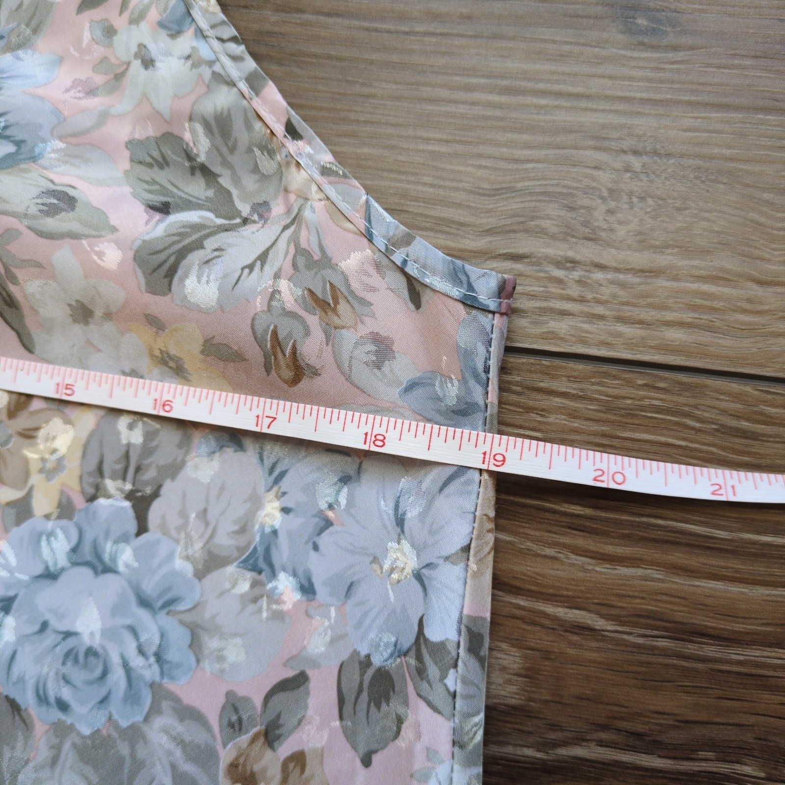 Vtg Diamond Tea Floral Nightgown Slip Dress Spaghetti Strap Side Slit Large
