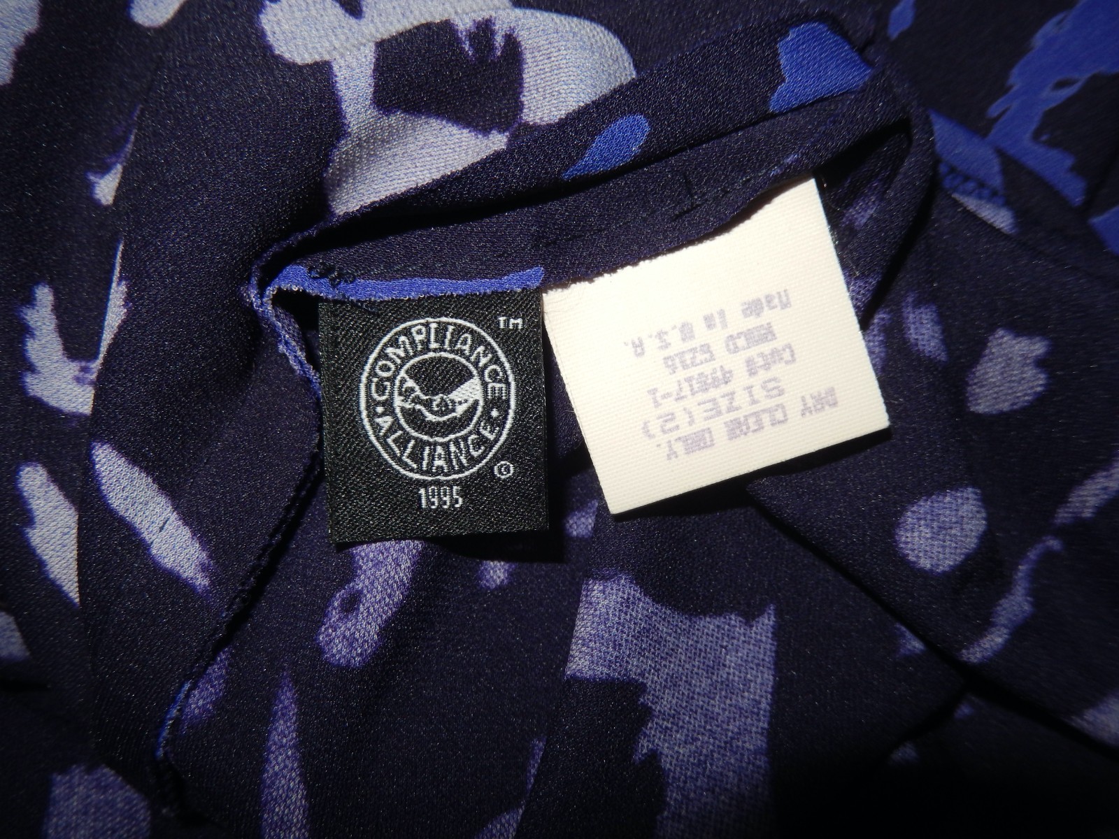 Vintage 90’s Y2K Laundry Navy Blue Purple Faux Wrap Knit Dress XS