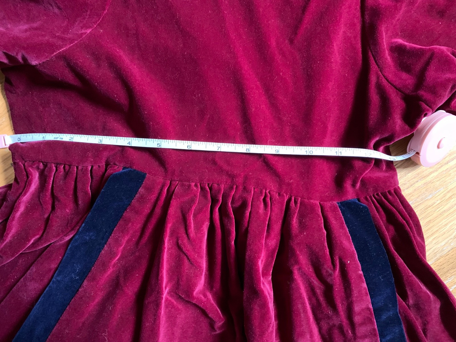 Droopy & Browns Dress Vintage UK Size 14 Burgundy & Navy Velvet Angela Holmes