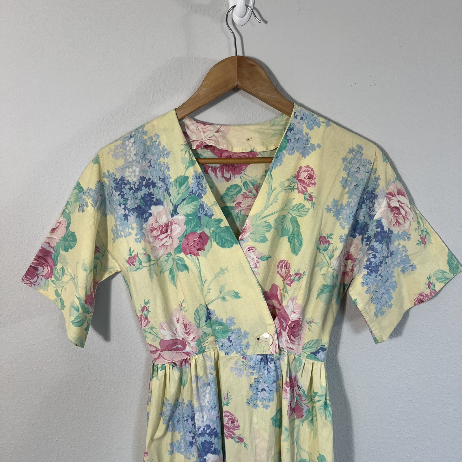 Vintage Floral Midi Dress Coquette Cottage Cote Feminine Tea Party Size XS