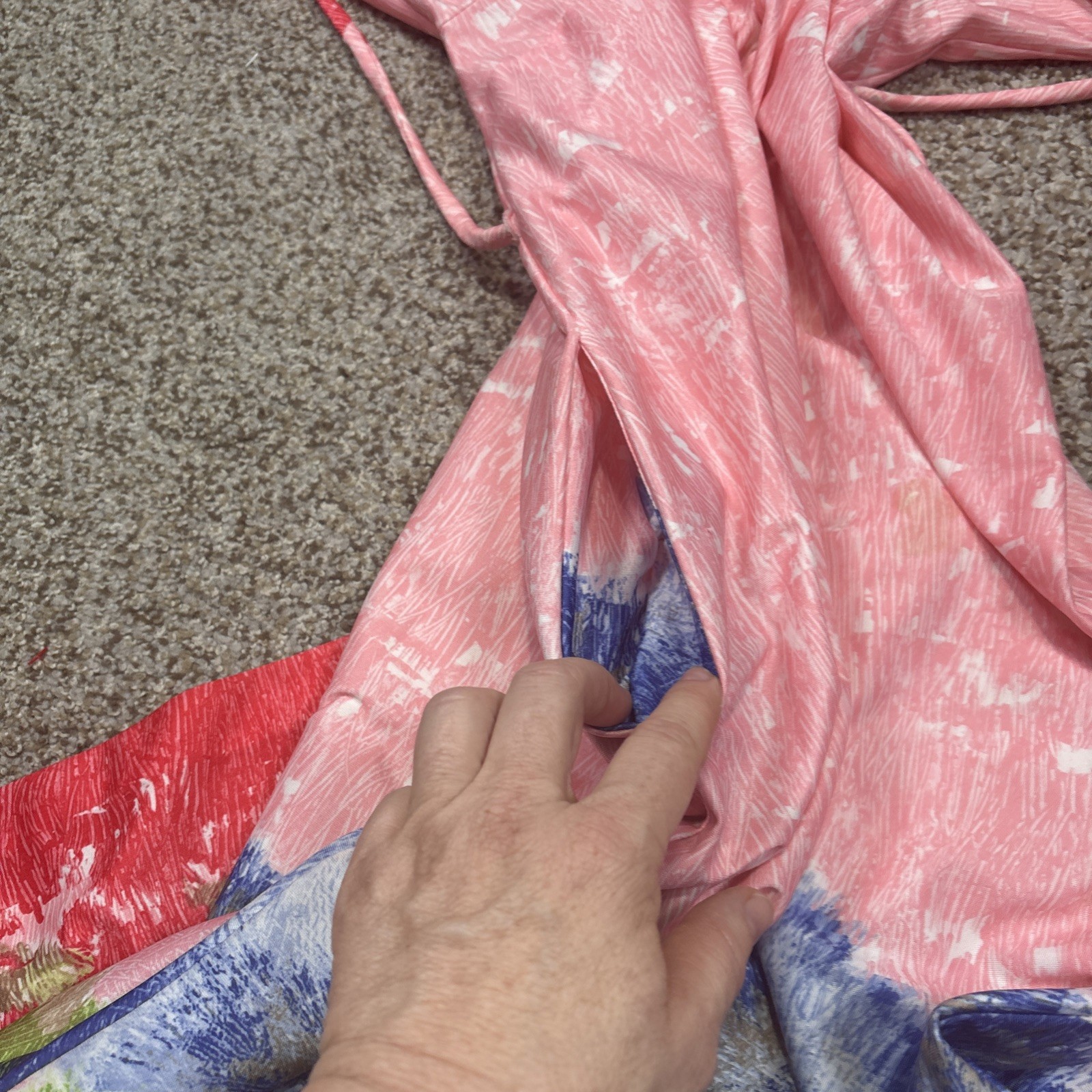 Vintage LOUNGE CRAFT Robe Women’s Pink Full Zip 3/4 Sleeve Size Tag Missing
