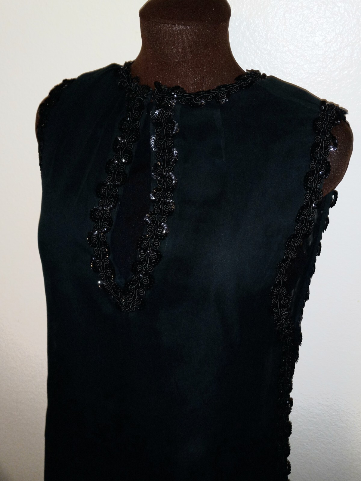 Formal 1960s Dress Bespoke 2 Piece Black Dress With Sheer Overlay Small