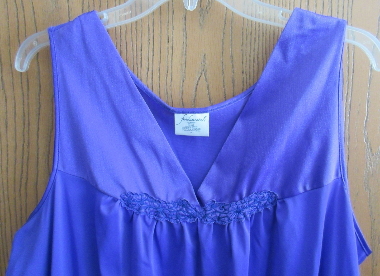 FUNDAMENTALS below KNEE waltz length all nylon PURPLE nightgown sz 2X